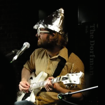 Martin the Sound Man sports a tinfoil hat at AMT100